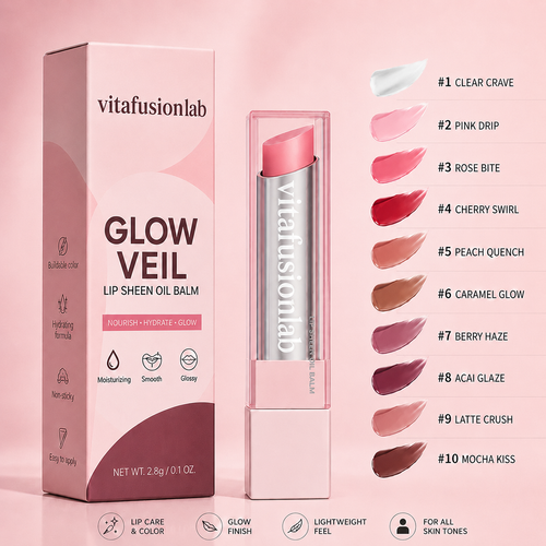 🔥Last Day Buy 1 Get 1 Free|Vitafusionlab GLOW VEIL LIP SHEEN OIL BALM