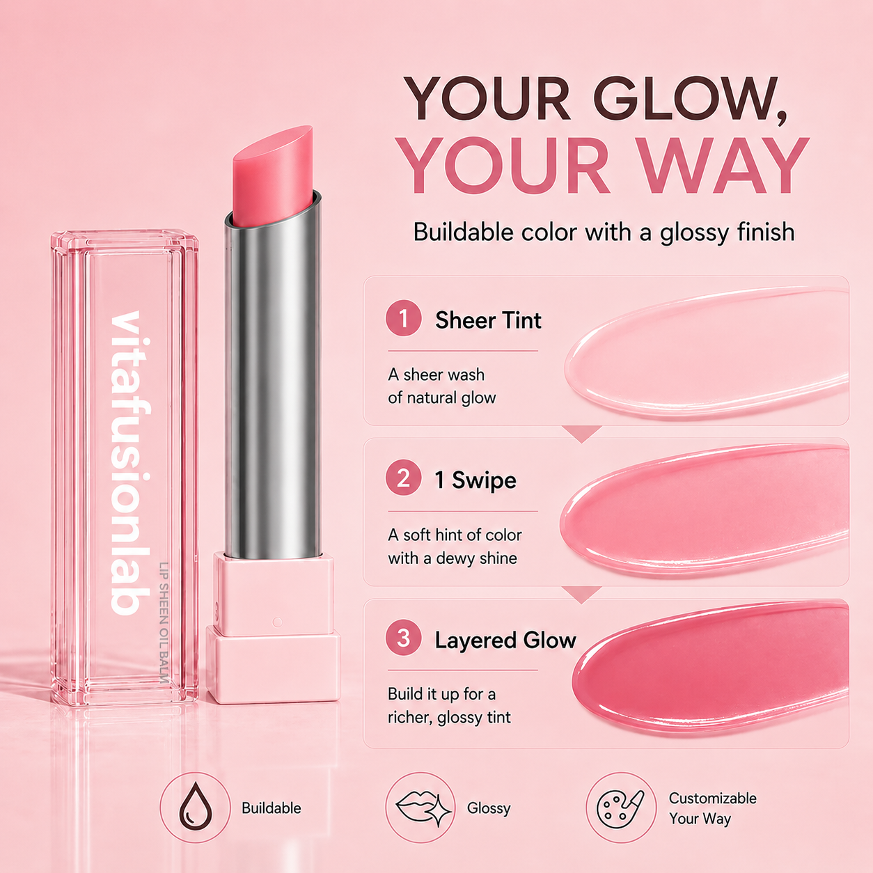 🔥Last Day Buy 1 Get 1 Free|Vitafusionlab GLOW VEIL LIP SHEEN OIL BALM