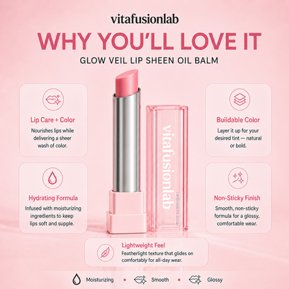 🔥Last Day Buy 1 Get 1 Free|Vitafusionlab GLOW VEIL LIP SHEEN OIL BALM